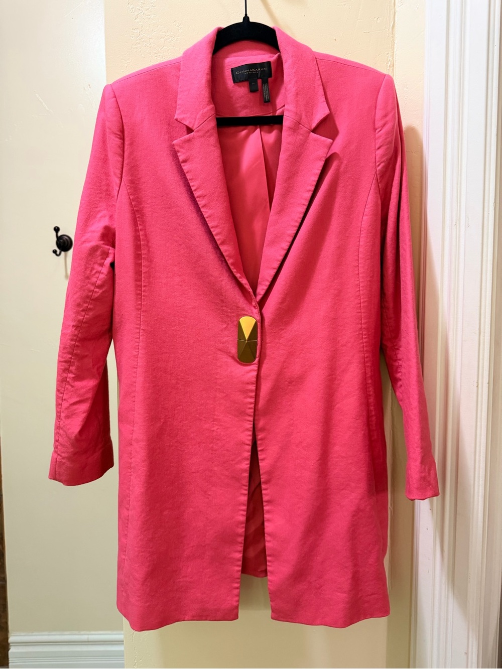 Donna Karan Hot Pink Long Single-Button Blazer